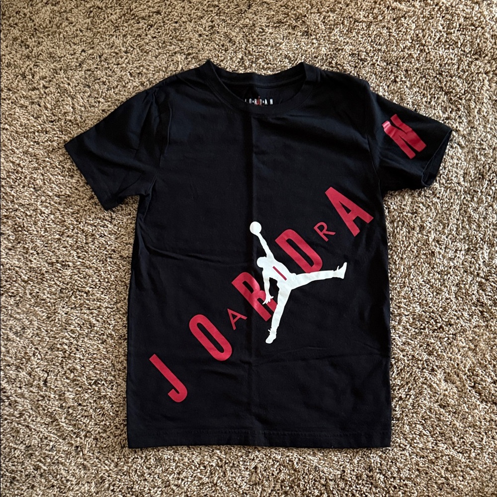 Jordan Kids Black Tee with Red and White Accents